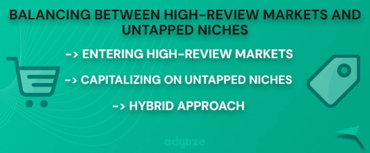 Balancing between high-review markets and untapped niches infographic